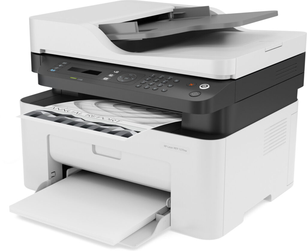 HP Laser MFP 137fnw vue de profil